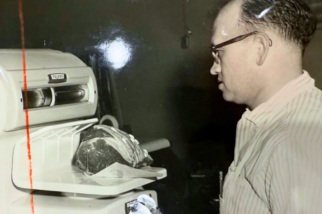 Butcher Bob Hitchcock implemented cutting-edge technology in Hitchcock's Markets meat departments. Courtesy of Alan Hitchcock