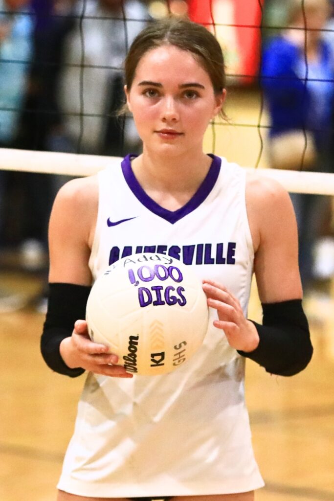 Gainesville's Addyson Hauptman (2) surpassed 1,000 career digs against Legacy (Port St. Lucie) in the Class 5A Region 2 Final. Photo by C.J. Gish