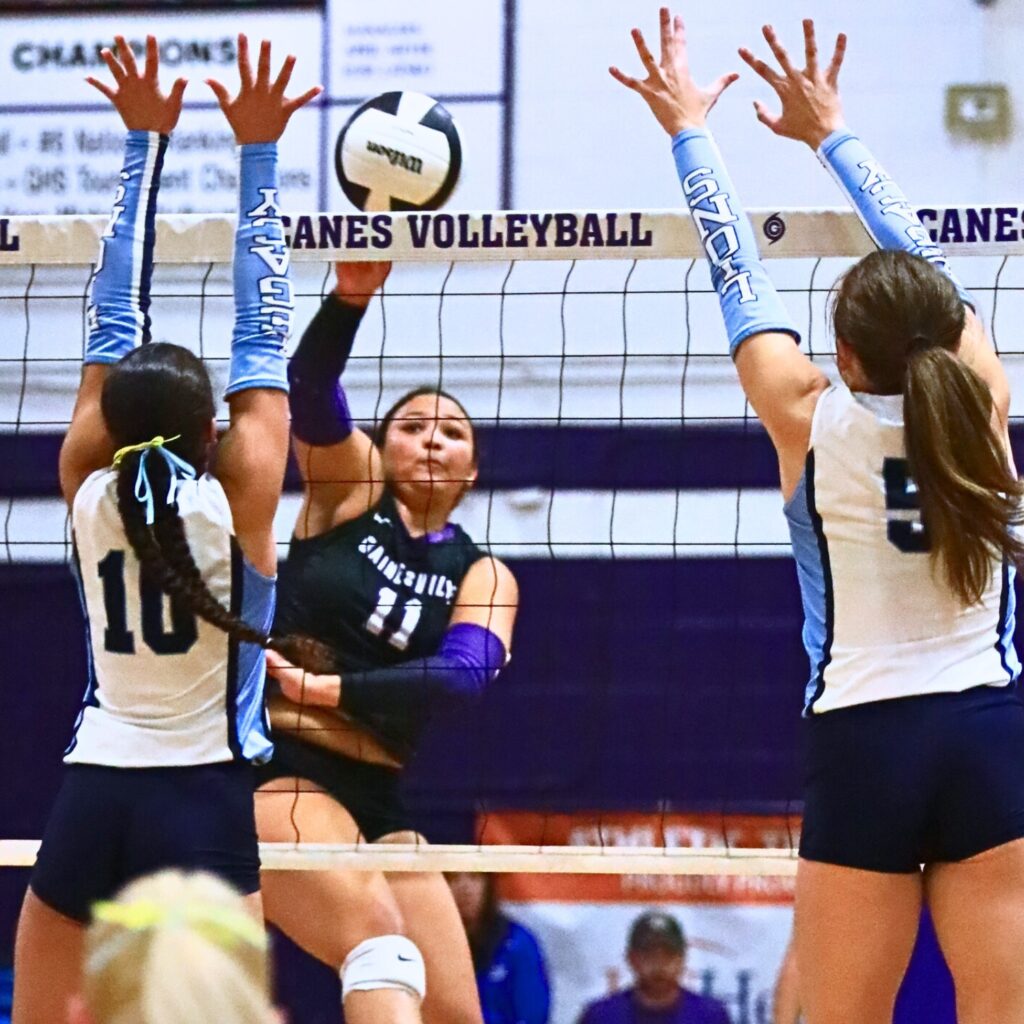 Gainesville's Kenzie Carter-Mitchell (11) with a hit against Legacy (Port St. Lucie) in the Class 5A Region 2 Final. Photo by C.J. Gish