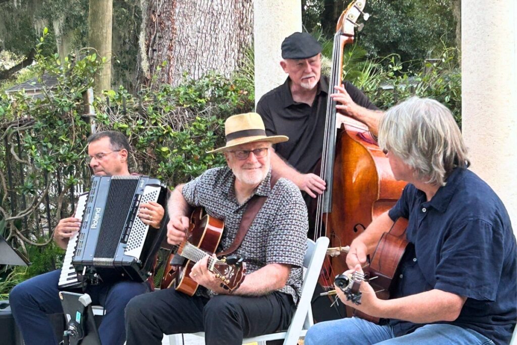 Marty Liquori and the Hot Club de Ville. (From left) accordionist Damiano Angoli, Liquori, bass player Gary Christensen and guitarist Rick Spence. Photo by Ronnie Lovler