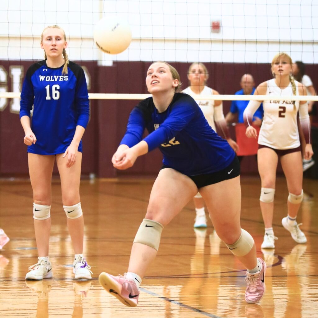 Saint Francis Catholic's Morgan Ritten (22) goes after a ball against Oak Hall. Photo by C.J. Gish