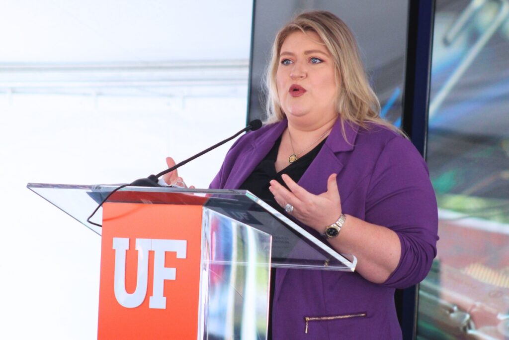 U.S. Rep. Kat Cammack speaks at Tuesday's ceremony. Photo by Nick Anschultz