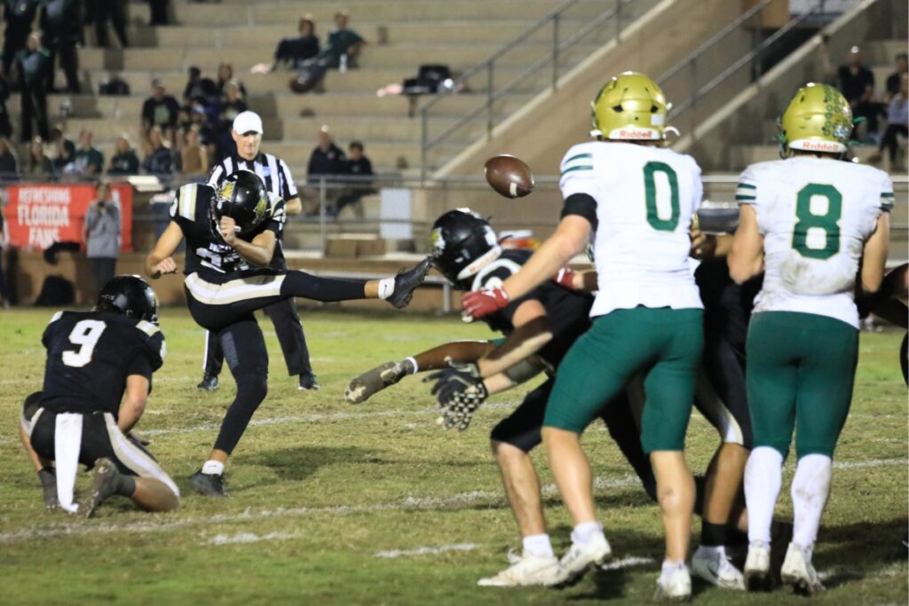A Buchholz field goal attempt is blocked against Nease (Ponte Vedra) in the Class 6A-Region 1 Semifinals. Photo by Seth Johnson