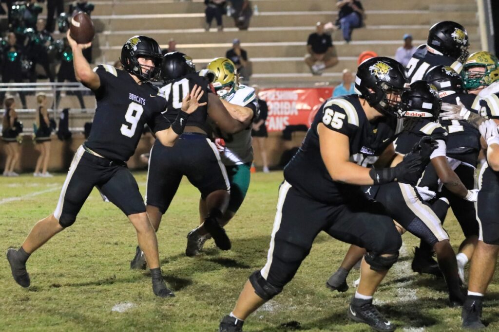 Buchholz's Andrew Whittemore throws the ball downfield against Nease (Ponte Vedra) in the Class 6A-Region 1 Semifinals. Photo by Seth Johnson