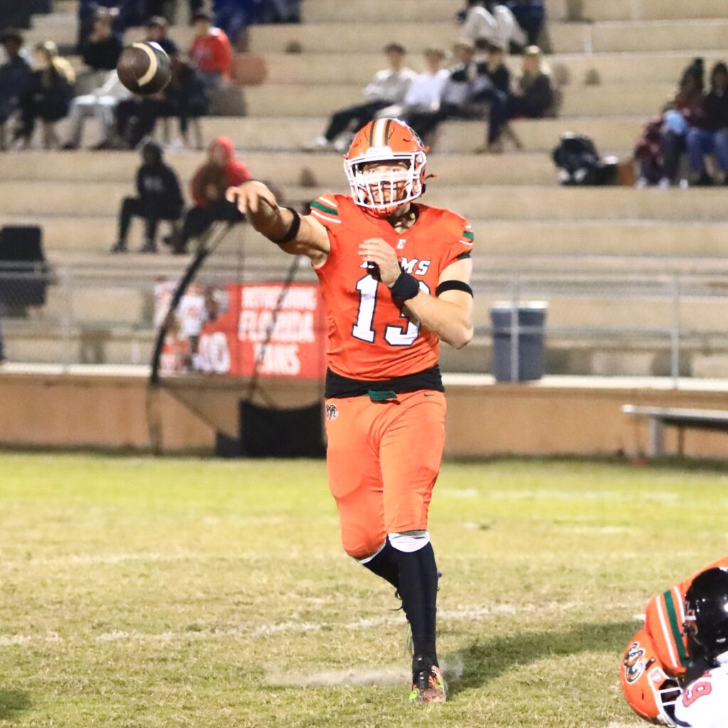 Eastside's Nelson Tambling (13) with a pass against South Sumter in the Region 2-3A Quarterfinals. Photo by C.J. Gish