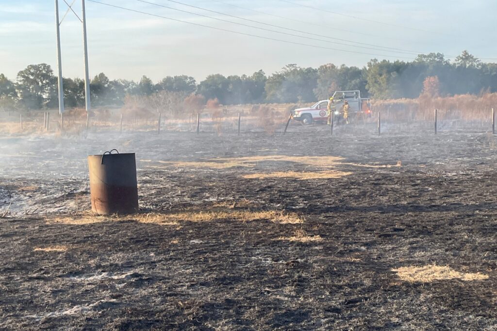 Firefighters from three agencies extinguished a wildland fire in Southwest Alachua County on Wednesday afternoon. Courtesy of ACFR