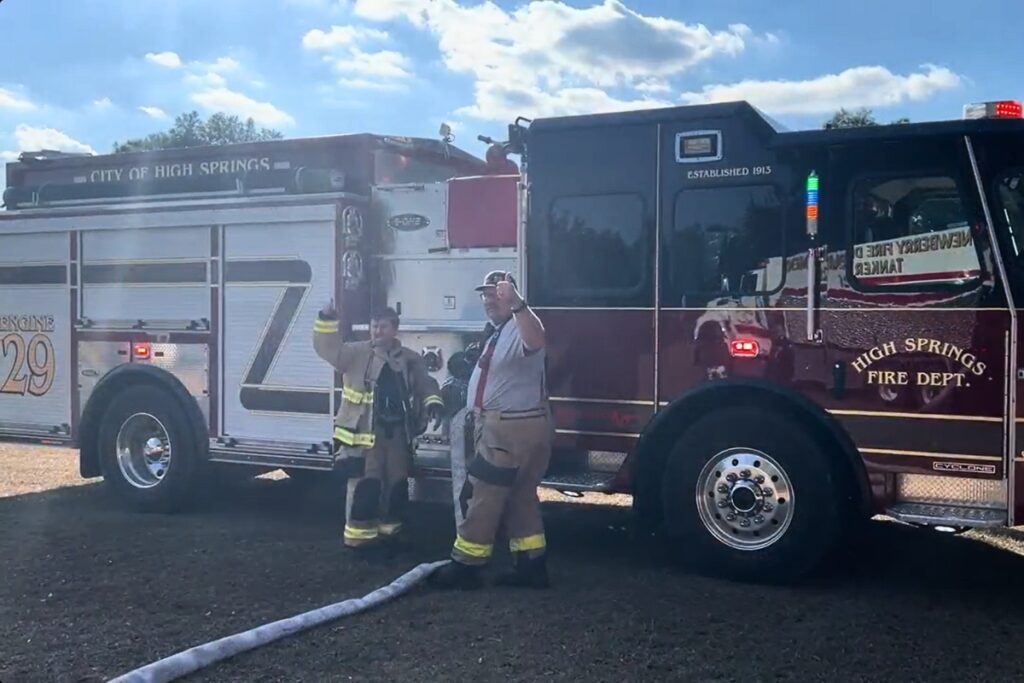 High Springs crews finish work on a Sunday brush fire. 