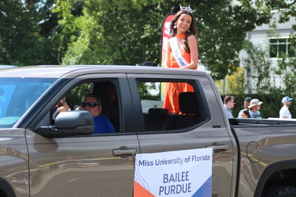 Miss University of Florida Bailee Perdue in the UF Homecoming Parade in October. Photo by Nick Anschultz