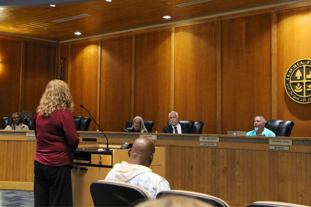 Missy Daniels, director of Alachua County Department of Growth Management, speaks to the city of Alachua's Planning and Zoning Board.