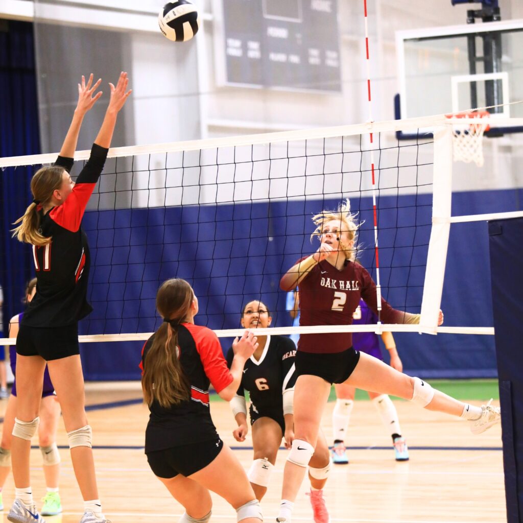 Oak Hall's Lizzie Cannon with a hit for the East team at The Prep Zone All-Star Showcase. Photo by C.J. Gish