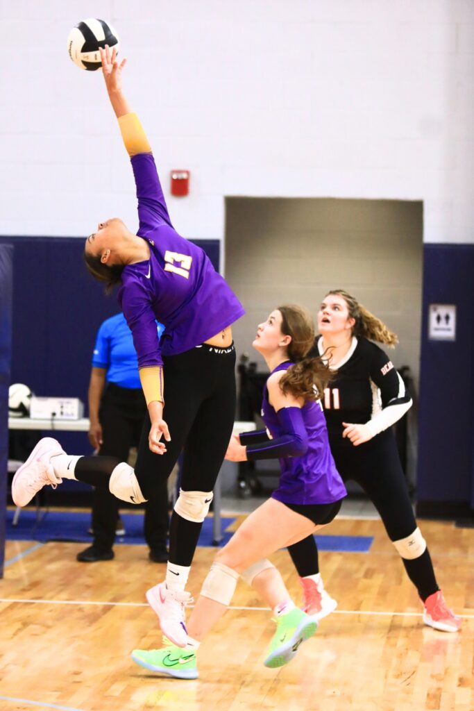 Union County's Jailyn Simmons with a hit for the East team at The Prep Zone All-Star Showcase. Photo by C.J. Gish