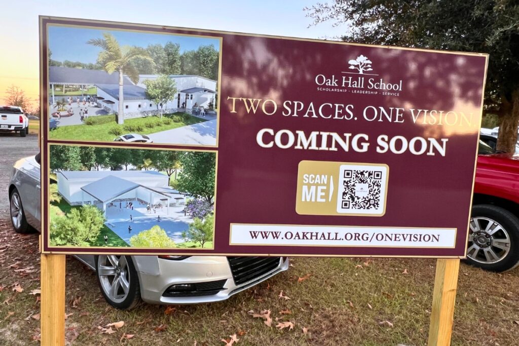 A sign shows where the Lower School gymnasium will be located at on campus. Photo by Nick Anschultz