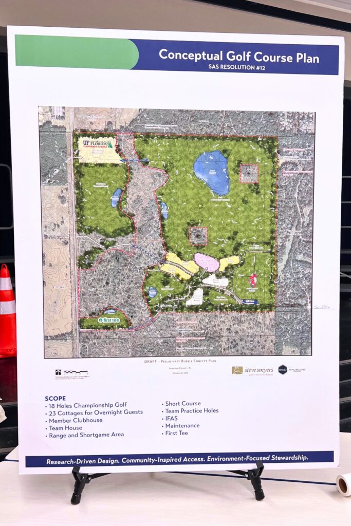 An outline of the proposed UF golf course that would be located west of Gainesville near Haile Plantation. Photo by Nick Anschultz