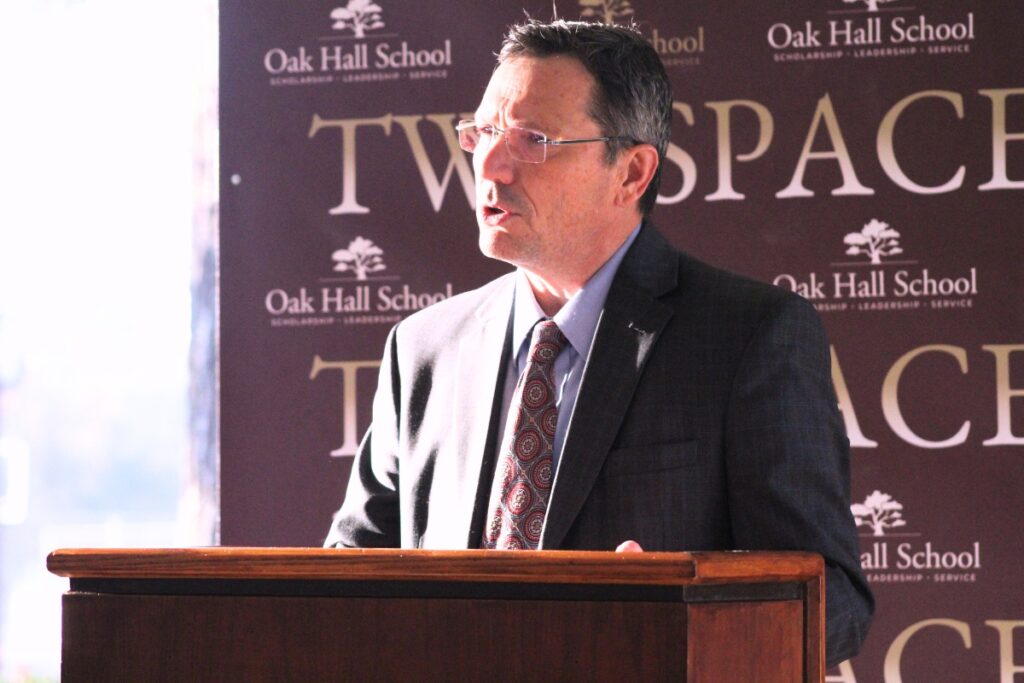 Dr. James Hutchins went into detail about the new gyms while speaking on Wednesday afternoon. Photo by Nick Anschultz