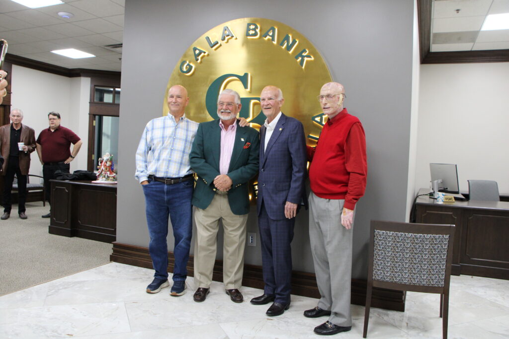 (From left) Gala Bank Board Director Bill Gaston, President Tom Word, Board Chair Dennis Baxley, CEO Carl Walls. 