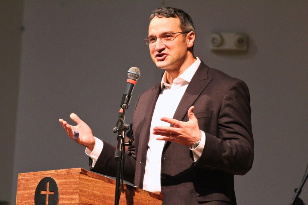 Max Dolensky speaks at Thursday's meeting. Photo by Nick Anschultz