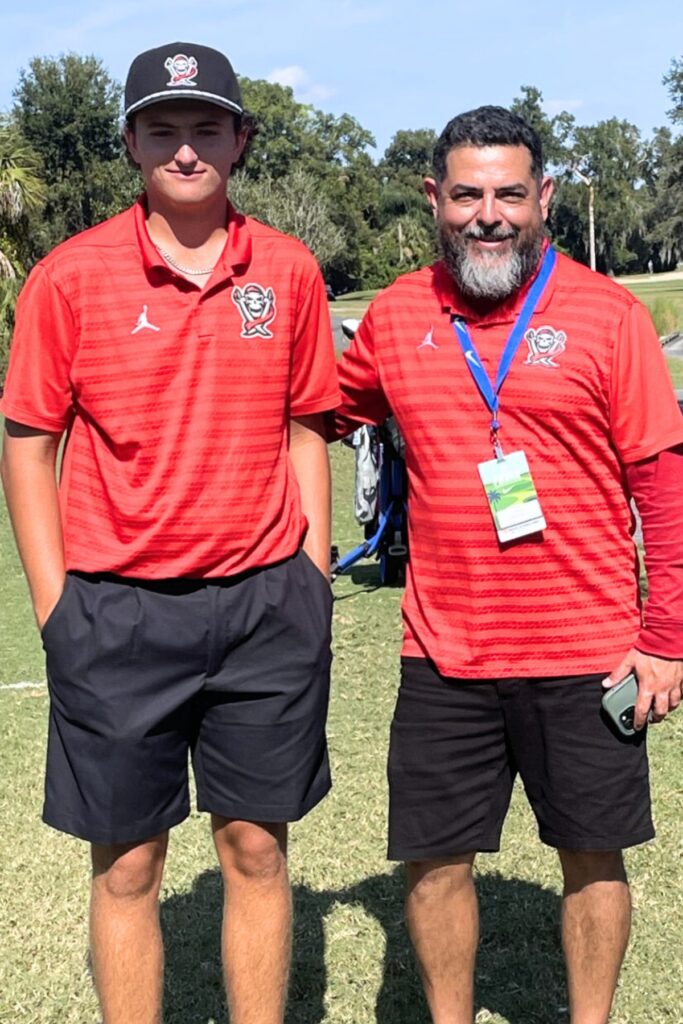 Santa Fe's Brayden Pedersen (left) with coach Danny Loya. Courtesy of Danny Loya