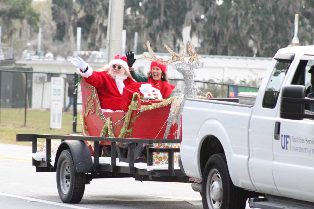 Santa in the UF Facilities Services Children's Christmas Parade (Photo by Nick Anschultz)