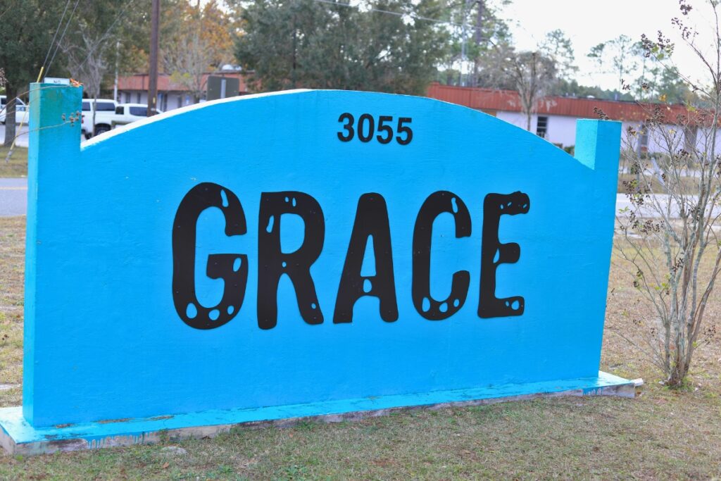 Sign at the entrance to GRACE Marketplace. Photo by Seth Johnson