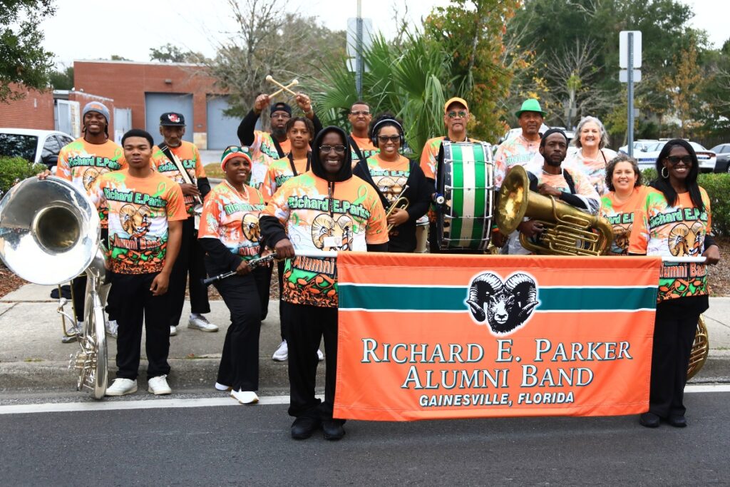 The Richard E. Parker Alumni Band at the 2025 A Very GNV Holiday Parade. Photo by C.J. Gish