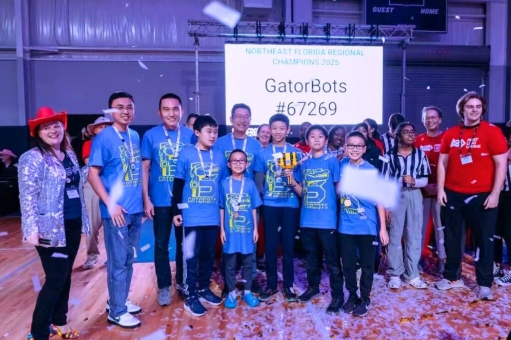 The Turbo GatorBots, who won the Northeast Florida First Lego League Regional Championship last season, return to the 2025-2026 competition with high hopes. Courtesy of Eric Jing Du