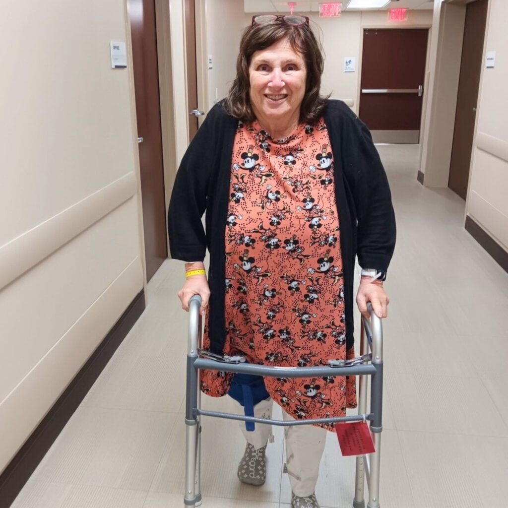 The author, walking down the hall at HCA Florida North Florida Hospital, a few days after surgery. Courtesy of Ronnie Lovler