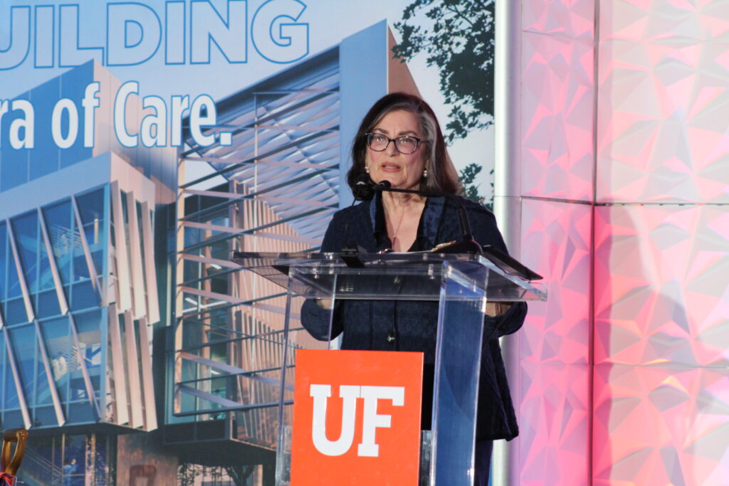 UF College of Dentistry Dean Isabel Garcia speaks to attendees on Thursday evening (Photo by Nick Anschultz)