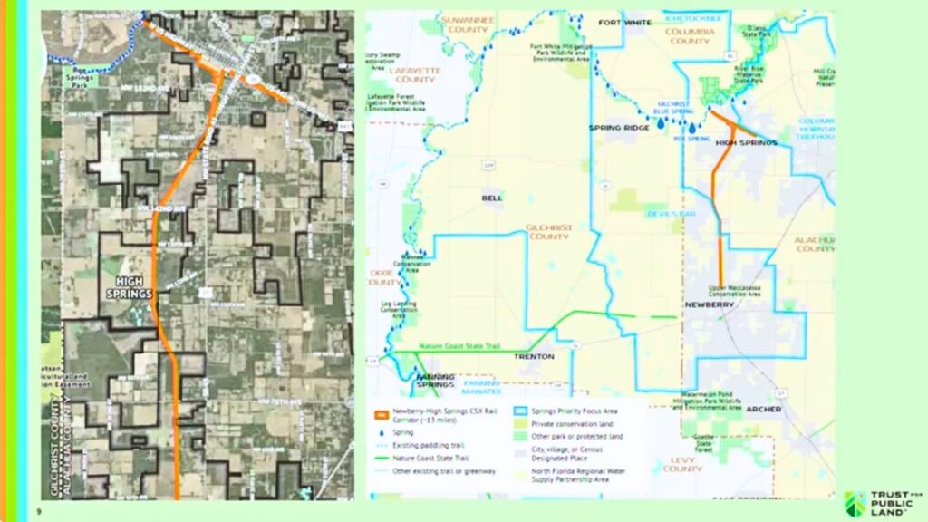 Alachua County manage new rails to trails trail connecting High Springs and Newberry along High Springs corridor. Courtesy of Trust for Public Land