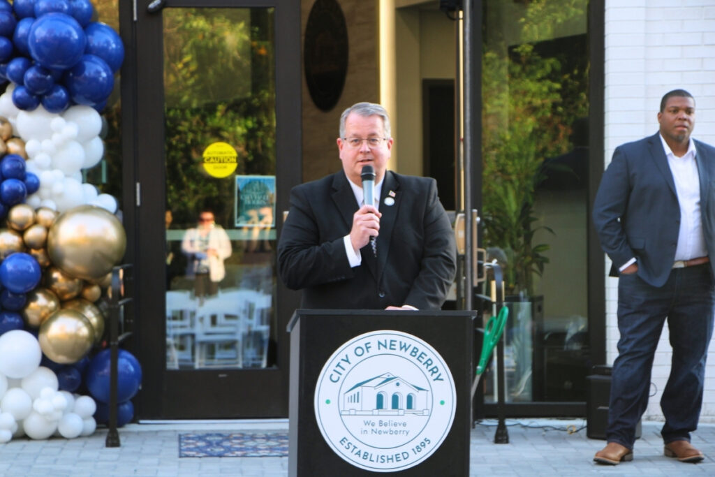 Newberry Mayor Tim Marden said the new city hall is a symbol incorporating Newberry's past to serve its future. Photo by Lillian Hamman