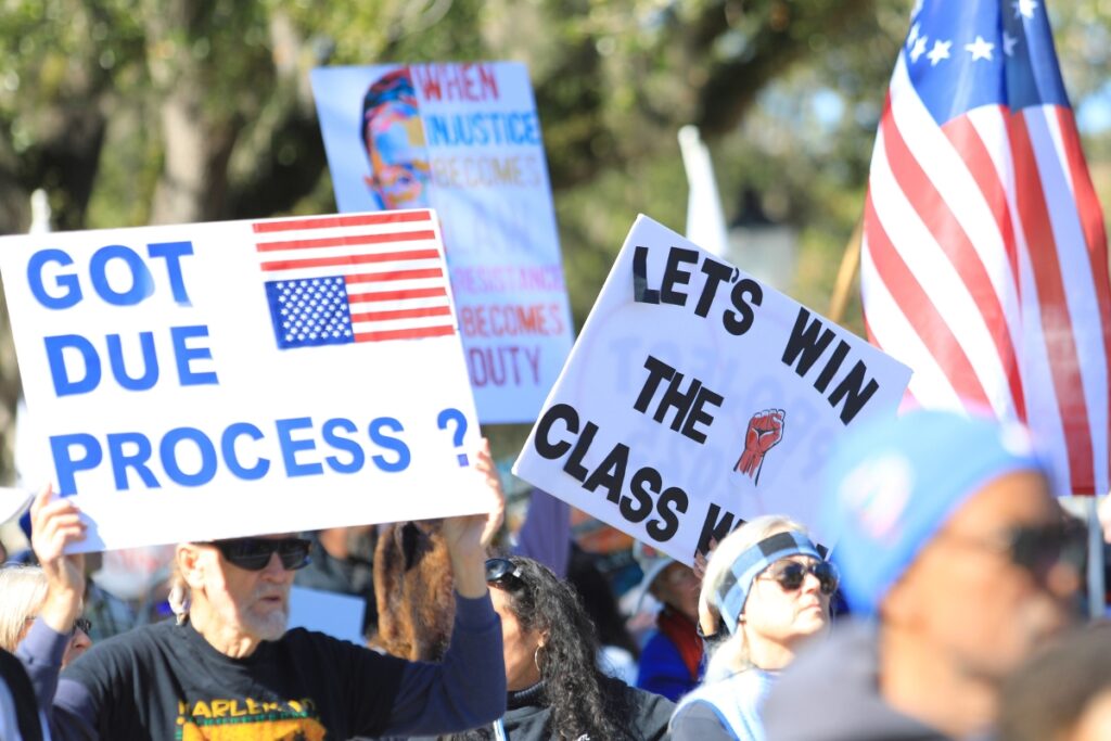 Signs touch on national issues during the MLK Jr. Parade.