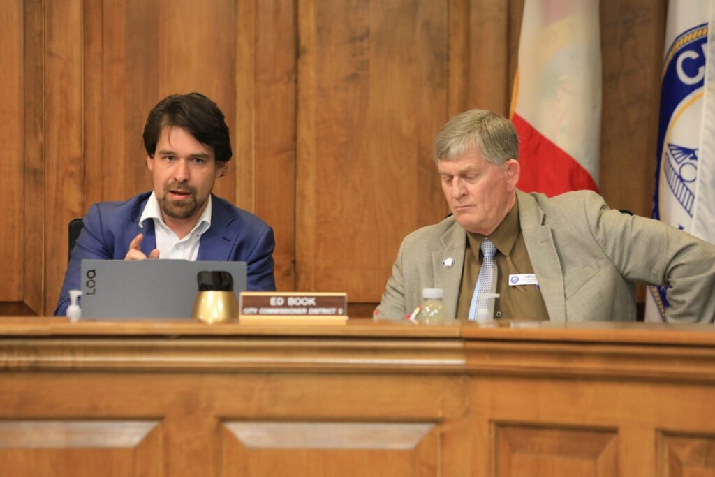 Commissioner Bryan Eastman speaks from the dais at the Feb. 19, 2026, meeting. 
