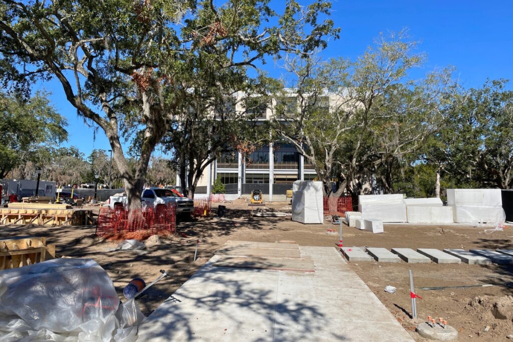 Construction on Gainesville's City Hall Plaza is expected to finish in April. Photo by Seth Johnson