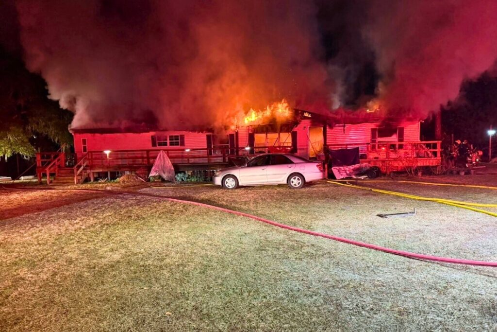 Crews put out fires at the Prum's Newberry home while the family serves on a mission trip in Cambodia. Courtesy Jennifer Triana