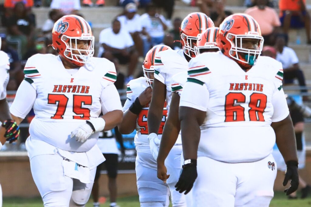 Eastside's Deavion McBride (75) and Atonnis Ross (68).