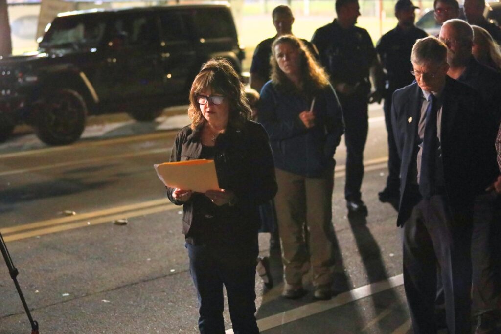 Kelly Gaudet remembered the last time she saw her son during Thursday's vigil. Photo by Seth Johnson (1)