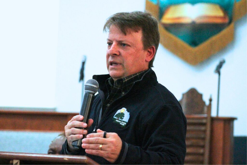 Ken Cornell encouraged the school board to postpone voting for the new rezoning proposals at its March 12 meeting. Photo by Nick Anschultz