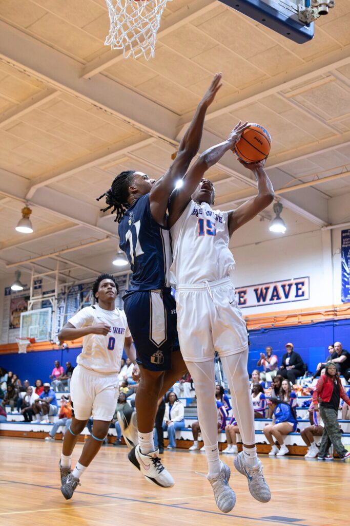 P.K. Yonge's Tray’Sean Jones (15) puts up a shot against University Christian (Jacksonville) in the Class 2A-Region 1 Quarterfinals. Photo by Megan V. Winslow