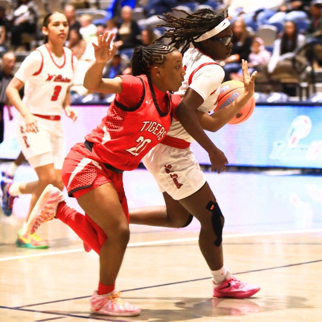 Williston's Kaelynn Brown drives to the basket against Blountstown in the Rural state semifinals. Photo by C.J. Gish