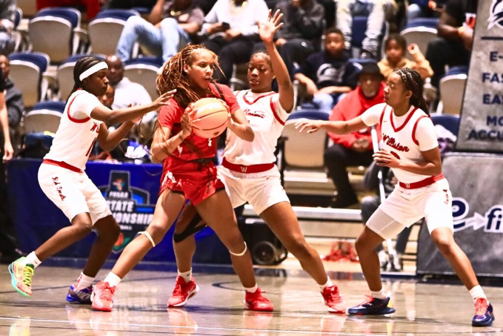 Williston's swarming defense forced 23 Blountstown turnover in the Rural state semifinals. Photo by C.J. Gish