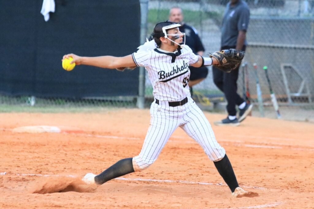 Buchholz's Grace McDaniel pitched against Gainesville on Tuesday. Photo by Seth Johnson