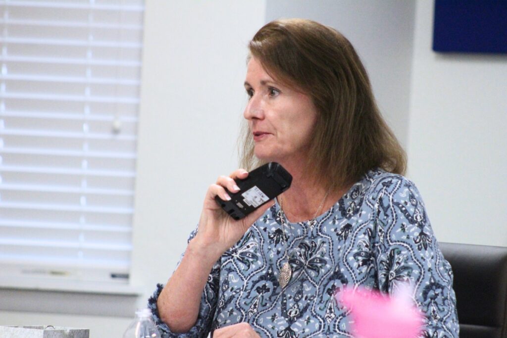 Chair Mary Chance voted in favor of the 2027-2030 strategic plan. Photo by Nick Anschultz