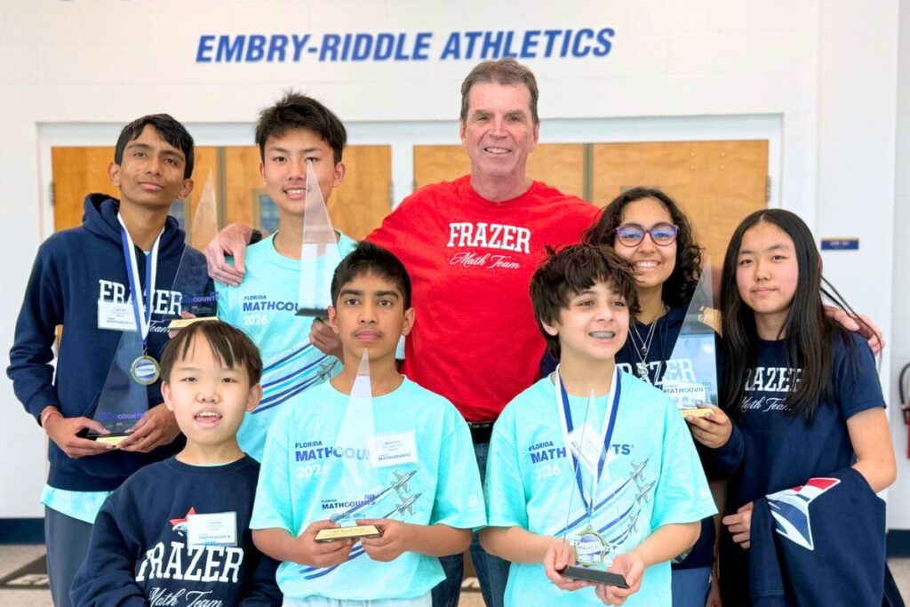 Four middle school students from The Frazer School finished in the top 17 at the MATHCOUNTS state championship. Courtesy of The Frazer School