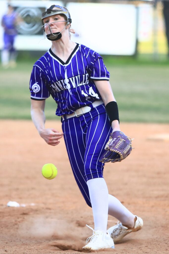 Gainesville's Leanna Bourdage (14) had 13 strikeouts against Trenton on Thursday. Photo by C.J. Gish