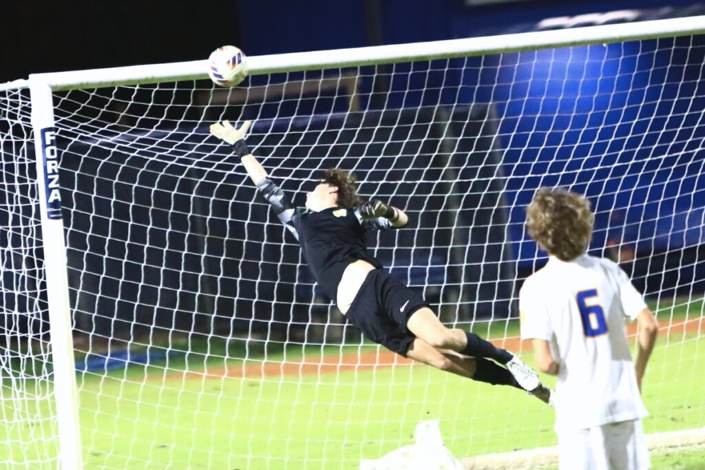 Newberry goalkeeper Cayden Francis tallied 233 saves his senior season. Photo by C.J. Gish
