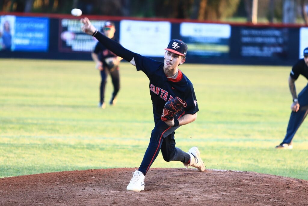 Santa Fe pitcher Cohen Bennett (14) had started on the mound against Buchholz on Friday and allowed only one run in a 2-1 loss. Photo by C.J. Gish