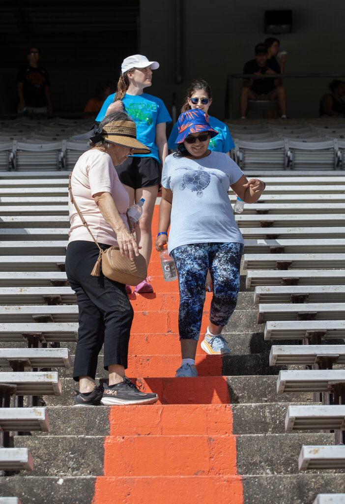 Stomp the Swamp participants set off down the steps at Ben Hill Griffin stadium on Saturday. Photo by Megan V. Winslow