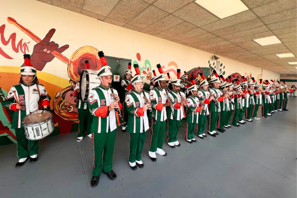 The Eastside High School Ram Band performed at the ceremony. Photo by Nick Anschultz