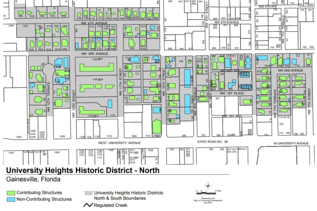 Map of the University Heights Historic District - North.
