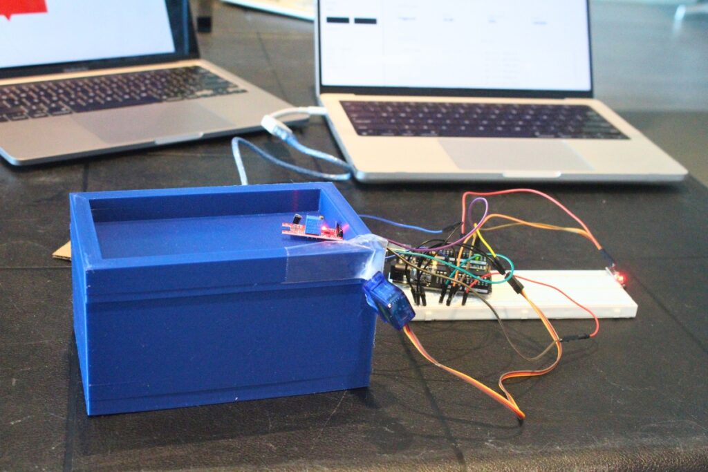 The behavior-based smart lock system created by Matt Chachkin and Varun Yelchur. Photo by Nick Anschultz