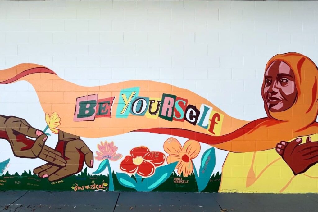 The message for the Eastside High School mural is Be Yourself. Courtesy of Jenna Horner Art